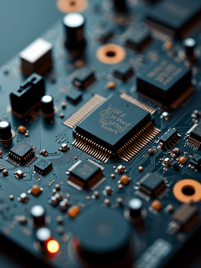3 pcba components close up