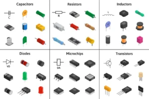 p1 basic pcb layout with components
