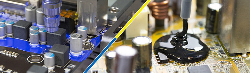 p2 applying epoxy adhesive on pcb