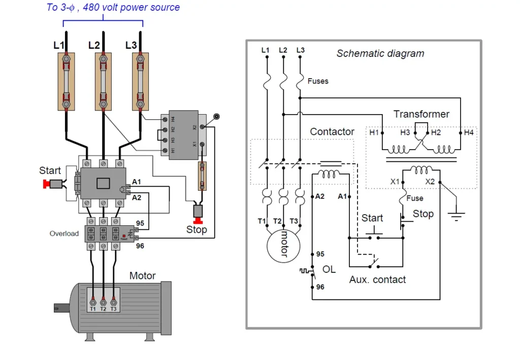 p5 motor control circuit with start stop