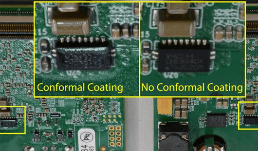 1 conformal coating applied on pcb