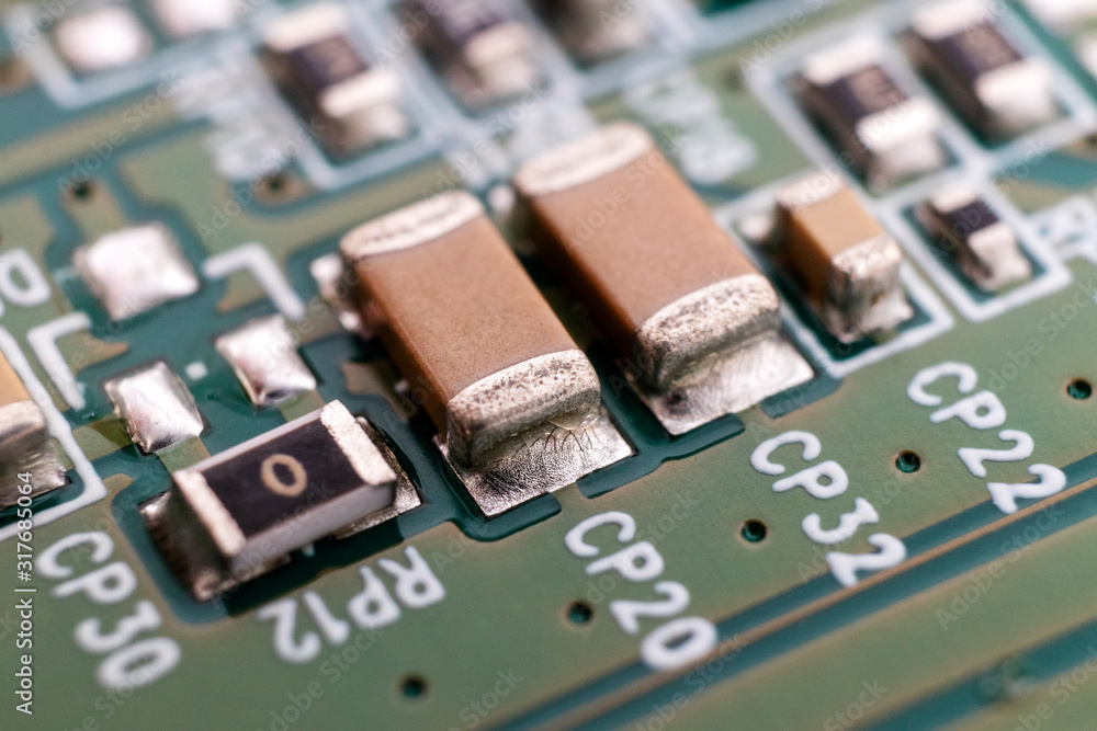 p2 capacitors on printed circuit board