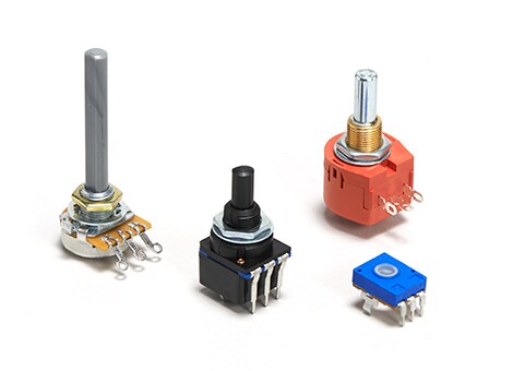 potentiometers on a printed circuit board