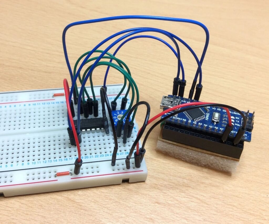 3 arduino nano on a breadboard