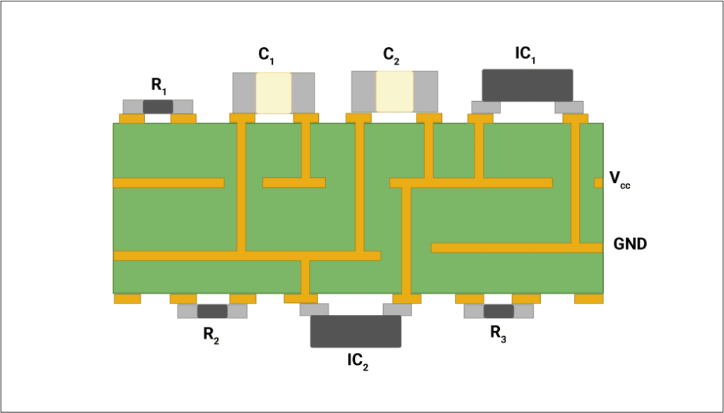 4 pcb design with capacitors placement