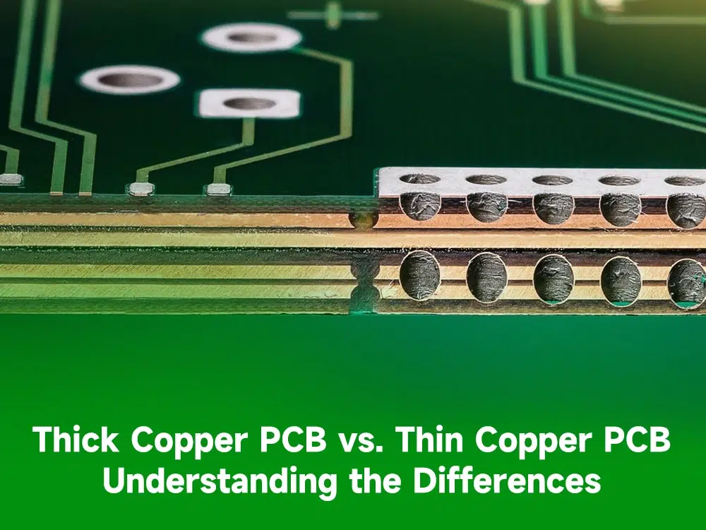 A visual comparison of thin vs. thick PCBs in terms of heat dissipation, highlighting why power electronics require thicker PCBs for effective thermal management.