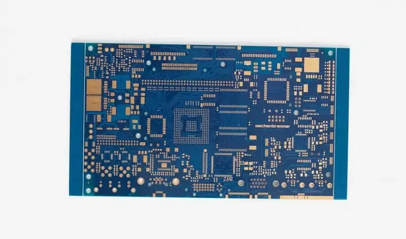 HDI PCB showing the laser-drilled micro-vias, which are essential for high-density interconnect designs.