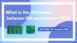 This visual compares via types, layer counts, and density between standard PCBs and HDI boards—essential for explaining microvia vs through-hole differences.comparison