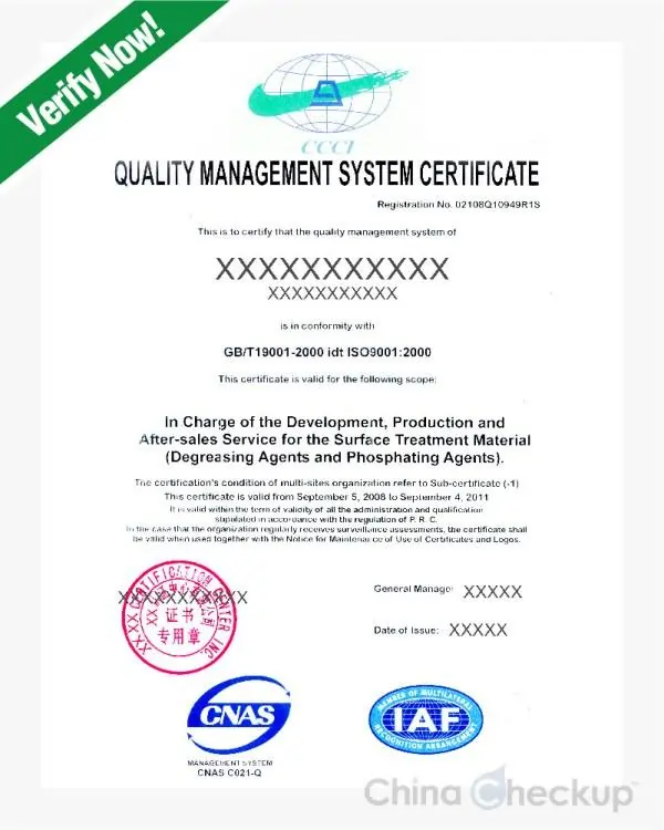 2 example of official iso 9001 & rohs certifications