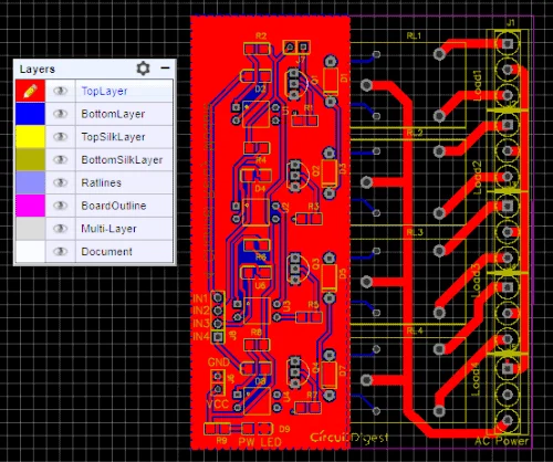 2.relay control pcb layout