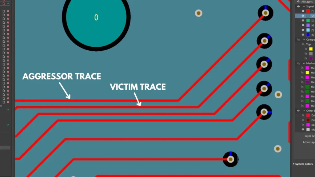 EMI and crosstalk simulation in multilayer PCB layout for EMC control