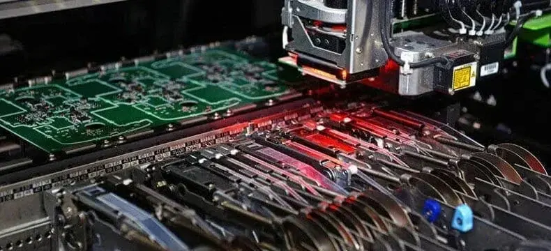 SMT pick and place machine assembling IC boards with precision for fast PCB production